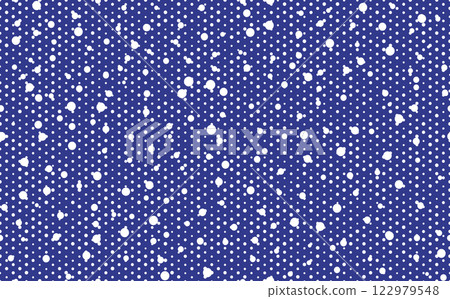 Abstract hand drown polka dots background. Blue dotted seamless pattern with white circles. Template design for invitation, poster, card, flyer, textile, fabric Abstract hand drown polka dots background. Blue dotted seamless pattern with white circles. Template design for invitation, poster, card, flyer, textile, fabric 122979548