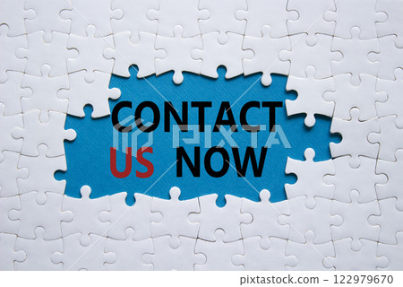 Contact us now symbol. White puzzle with words Contact us now. Beautiful blue background. Business and Contact us now concept. Copy space. Contact us now symbol. White puzzle with words Contact us now. Beautiful blue background. Business and Contact us now concept. Copy space. 122979670