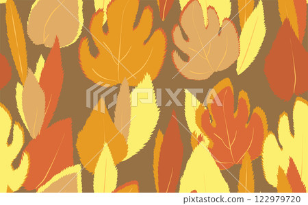 Floral seamless with hand drawn color exotic monstera leaves. Cute summer background. Tropic branches. Modern floral compositions. Fashion vector illustration for wallpaper, fabric, textile 122979720
