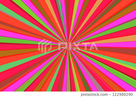 Pop art radial colorful comics book magazine cover. Striped color digital background. Cartoon funny retro pattern strip mock up. Vector halftone illustration. Sunburst, starburst shape 122980290