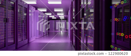 Server room data center. Backup, mining, hosting, mainframe, farm and computer rack with storage information. 3d render Server room data center. Backup, mining, hosting, mainframe, farm and computer rack with storage information. 3d render 122980620