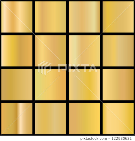 Metalic gradient collection with shiny rainbow hologram. Holographic foil texture, green, blue, yellow, pink gradation. Vector set for frame, ribbon, border, other design 122980621