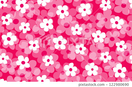 Floral seamless with hand drawn color flowers. Cute summer background. Modern floral compositions. Fashion vector stock illustration for wallpaper, posters, card, fabric, textile 122980690