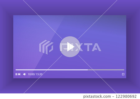 Template video player for web and mobile apps. Modern multimedia playback application. Audio player control panel, media music player 122980692