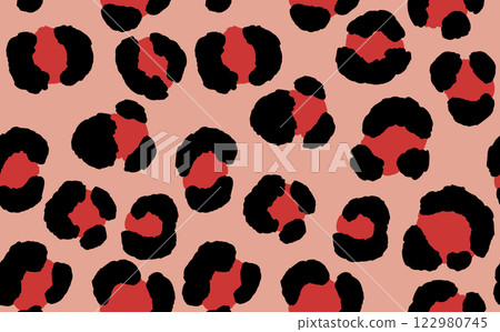 Abstract modern leopard seamless pattern. Animals trendy background. Color decorative vector stock illustration for print, card, postcard, fabric, textile. Modern ornament of stylized skin 122980745