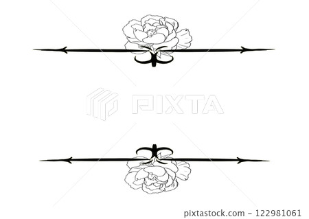 Hand-drawn floral frame with peonies. Wedding monogram design. 122981061