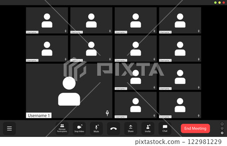 Video conference user interface, video conference calls window overlay.. Video conference user interface, video conference calls window overlay.. 122981229