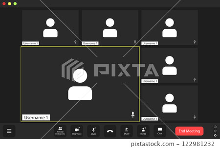 Video conference user interface, video conference calls window overlay.. Video conference user interface, video conference calls window overlay.. 122981232