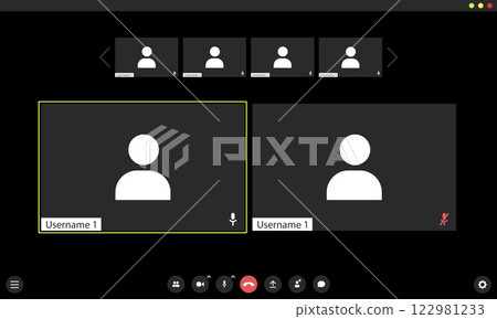 Video conference user interface, video conference calls window overlay.. Video conference user interface, video conference calls window overlay.. 122981233