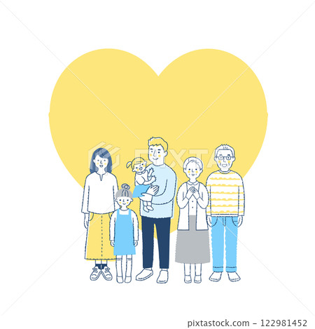 Three generation family heart background Three generation family heart background 122981452