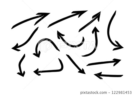 Business element icon in doodle style, arrow, infographic. Isolated vector illustration design. Hand drown business icon. Business idea concept 122981453