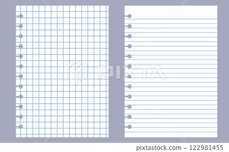 Graph paper. Printable lined and squared grid paper with color lines. Geometric background for school, textures, notebook, diary. Copy space blank 122981455