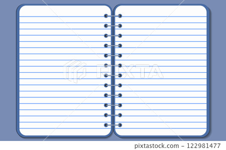 Graph paper. Open notepad. Printable lined grid paper with color lines. Geometric background for school, textures, notebook, diary. Copy space blank 122981477