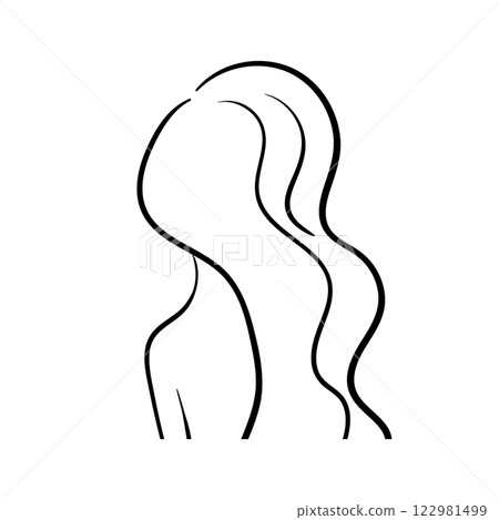 Woman silhouette art line body. Elegant female figure, naked girl. Line art style. Trendy vector illustration isolated on white background. Contour graphics for design 122981499