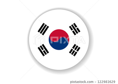 Flag of Korea. Korean national symbol in official colors. Template icon. Abstract vector background. Round glass light ball, 3D big bubble, sphere Flag of Korea. Korean national symbol in official colors. Template icon. Abstract vector background. Round glass light ball, 3D big bubble, sphere 122981629