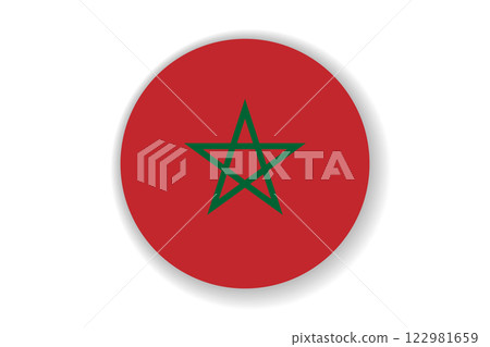 Flag of Morocco. Moroccan national symbol in official colors. Template icon. Abstract vector background. Round glass light ball, 3D big bubble, sphere 122981659