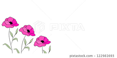 Spring illustration with tulips. Happy birthday, holiday, celebration greeting and invitation card. Colorful floral banner with flowers on light background. Modern floral compositions. Copy space 122981693