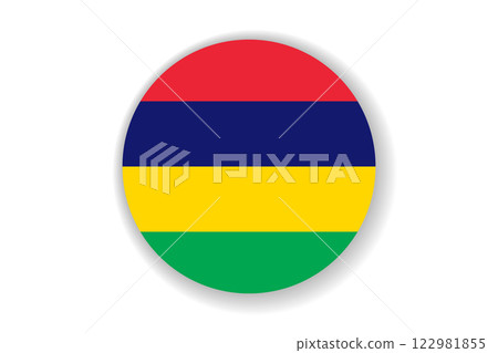 Flag of Mauritius. Mauritian national symbol in official colors. Template icon. Abstract vector background. Round glass light ball, 3D big bubble, sphere Flag of Mauritius. Mauritian national symbol in official colors. Template icon. Abstract vector background. Round glass light ball, 3D big bubble, sphere 122981855