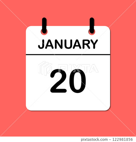January 20. Daily Calendar icon for design. Simple design for business brochure, flyer, print media, advertisement. Easily editable 122981856