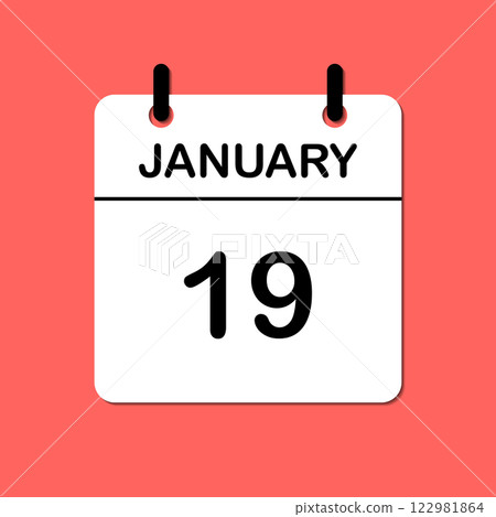 January 19. Daily Calendar icon for design. Simple design for business brochure, flyer, print media, advertisement. Easily editable 122981864