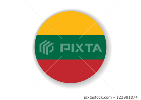 Flag of Lithuania. Lithuanian national symbol in official colors. Template icon. Abstract vector background. Round glass light ball, 3D big bubble, sphere Flag of Lithuania. Lithuanian national symbol in official colors. Template icon. Abstract vector background. Round glass light ball, 3D big bubble, sphere 122981874