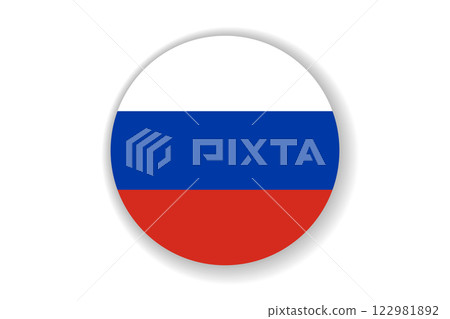 Flag of Russia. Russian national symbol in official colors. Template icon. Abstract vector background. Round glass light ball, 3D big bubble, sphere 122981892
