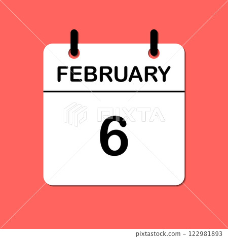 February 6. Daily Calendar icon for design. Simple design for business brochure, flyer, print media, advertisement. Easily editable 122981893