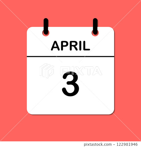 April 3. Daily Calendar icon for design. Simple design for business brochure, flyer, print media, advertisement. Easily editable 122981946