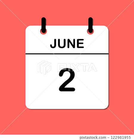 June 2. Daily Calendar icon for design. Simple design for business brochure, flyer, print media, advertisement. Easily editable 122981955