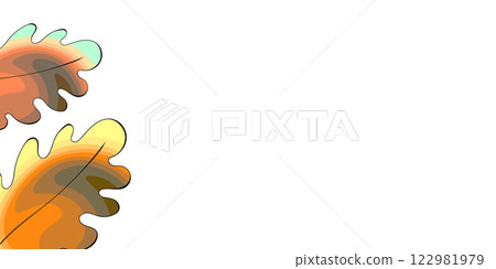 Floral frame with colorful exotic branches on white background. Ornate border with tropic leaves. Vector stock illustration for wallpaper, posters, card. Doodle style. Copy space 122981979