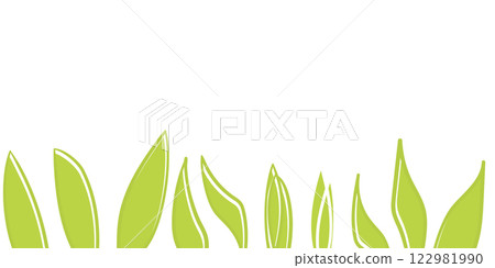 Floral frame with colorful exotic branches on white background. Ornate border with tropic leaves. Vector stock illustration for wallpaper, posters, card. Doodle style. Copy space 122981990