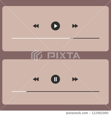 Template video player for web and mobile apps. Modern multimedia playback application. Audio player control panel, media music player Template video player for web and mobile apps. Modern multimedia playback application. Audio player control panel, media music player 122982000