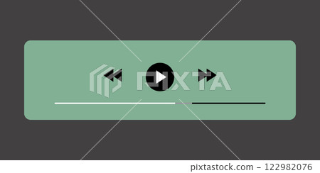 Template video player for web and mobile apps. Modern multimedia playback application. Audio player control panel, media music player 122982076