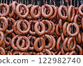 Traditional Turkish sausage, sold in the bazaar 122982740