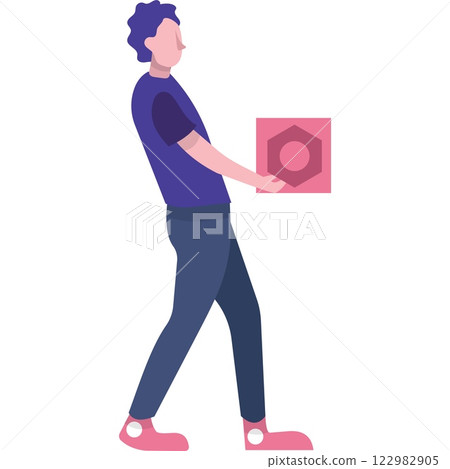 Vector man holding setting icon in hand on white Vector man holding setting icon in hand on white 122982905