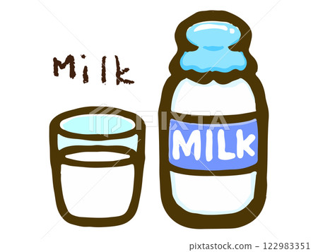 牛奶和牛奶瓶的塗鴉風格插圖 牛奶和牛奶瓶的塗鴉風格插圖 122983351