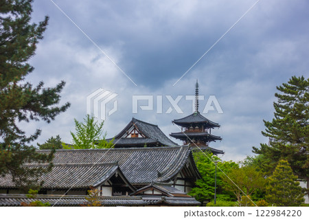 Horyuji Temple Golden Hall and Five-story Pagoda (Ikaruga Town, Nara Prefecture) Horyuji Temple Golden Hall and Five-story Pagoda (Ikaruga Town, Nara Prefecture) 122984220