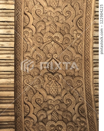古老的傳統圖案牆 122984225