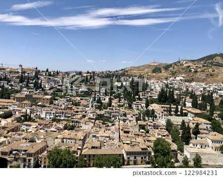 A view of Granada from the Alhambra palace against a blue sky A view of Granada from the Alhambra palace against a blue sky 122984231