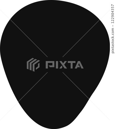 Silhouette of a black guitar pick, capturing the essence of musical expression and representing the connection between musician and instrument 122984357