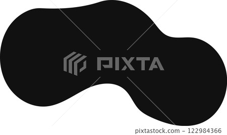 Simple minimal horizontal black irregular rounded abstract organic blob shape flowing on a plain white background representing modern graphic design element 122984366