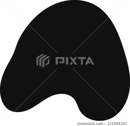 Smooth, curved, and irregular black shape creates a sense of fluidity and movement against a clean white backdrop, suitable for various design applications 122984383