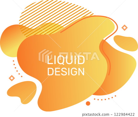 Dynamic orange liquid gradient design incorporating flowing shapes, lines, and subtle geometric accents, creating a modern and visually appealing abstract composition 122984422