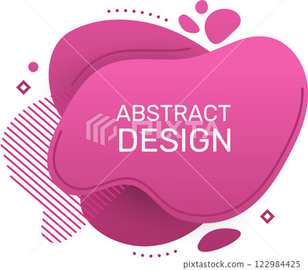 Modern abstract design featuring flowing pink organic shapes alongside geometric elements, creating a visually dynamic and vibrant background that captivates with its elegance and style 122984425