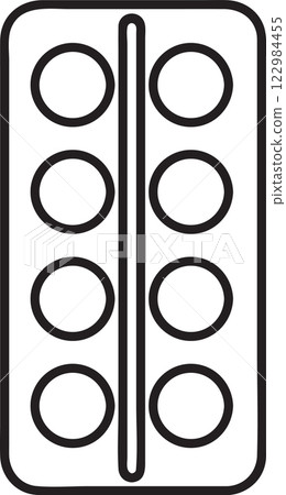 Simple black and white vector illustration of a watercolor palette with a brush, representing painting, art, creativity, and artistic tools 122984455