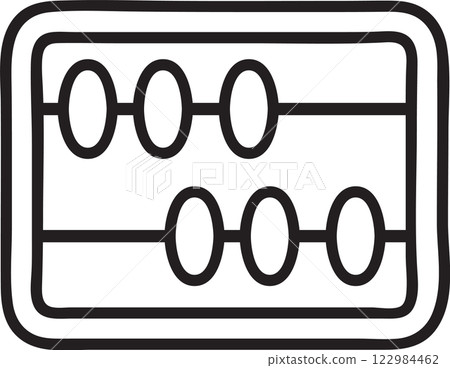 Simple and minimal illustration of an abacus, a traditional calculating tool used for learning and counting, representing education, mathematics, and history 122984462