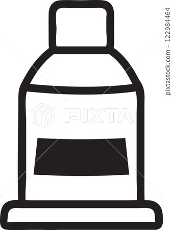 Simple, minimalist line art drawing of a beauty product container, ideal for representing skincare, haircare, or other cosmetic items, emphasizing the product s packaging and branding potential 122984464