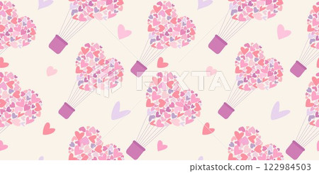 Seamless pattern of Heart balloons. Background for Valentine's Day design. Vector illustration. Seamless pattern of Heart balloons. Background for Valentine's Day design. Vector illustration. 122984503