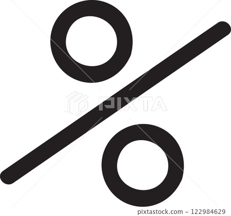 Simple, bold, black percentage symbol on a white background, ideal for representing discounts, sales, and promotions in marketing materials Simple, bold, black percentage symbol on a white background, ideal for representing discounts, sales, and promotions in marketing materials 122984629