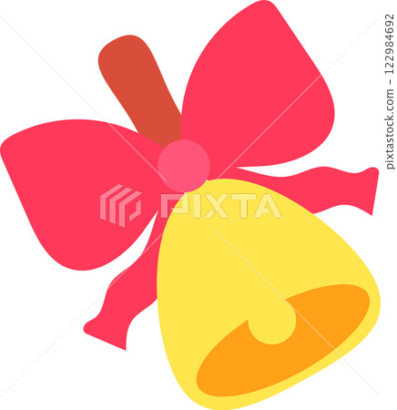 Golden bell adorned with a vibrant red bow and clapper, symbolizing joy and celebration for Christmas, New Year s Eve, birthdays, anniversaries, and other festive occasions 122984692